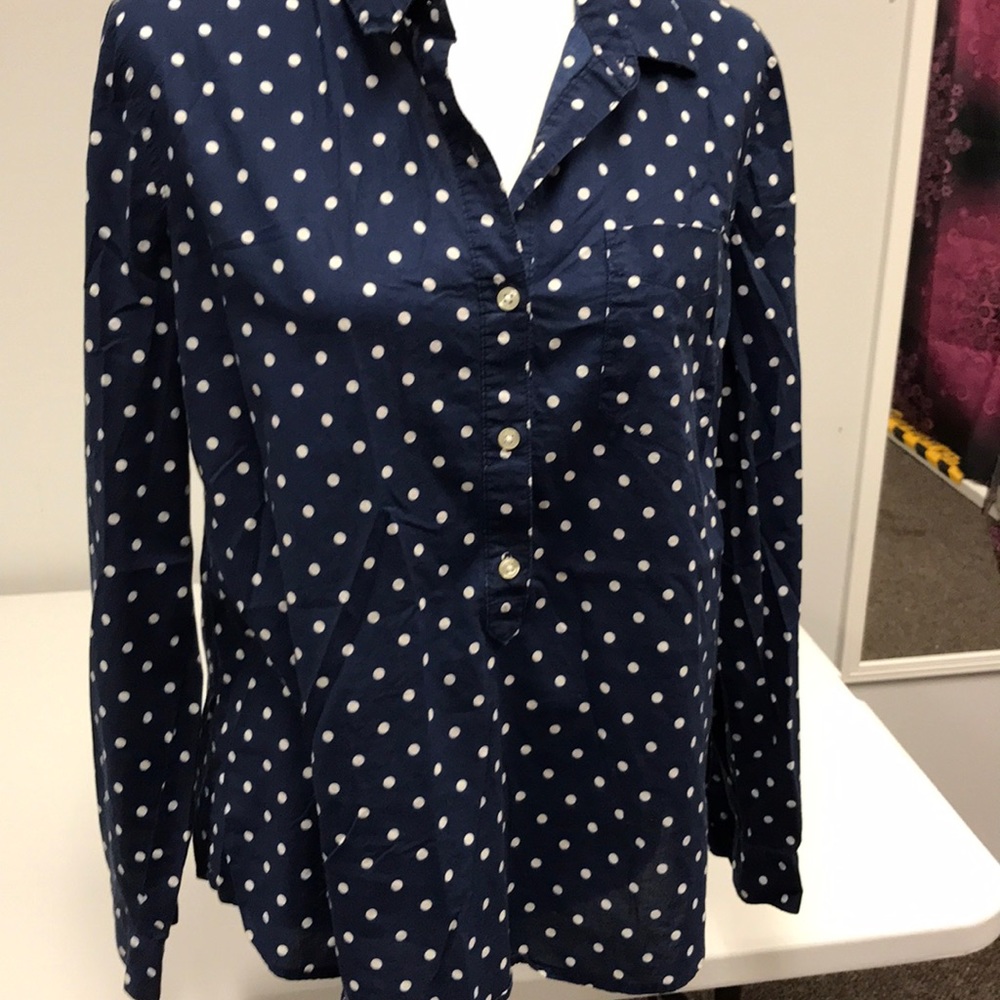 Navy polka dot blouse